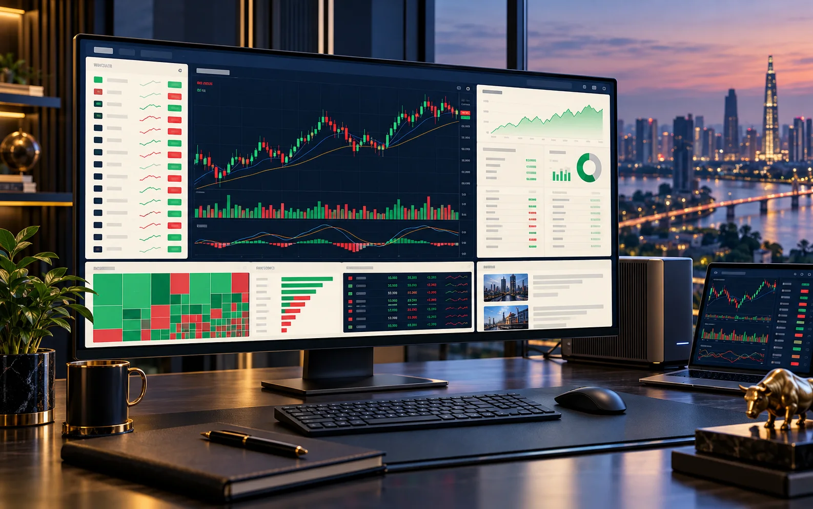 Vietnamese equity research dashboard with charts and cited analysis